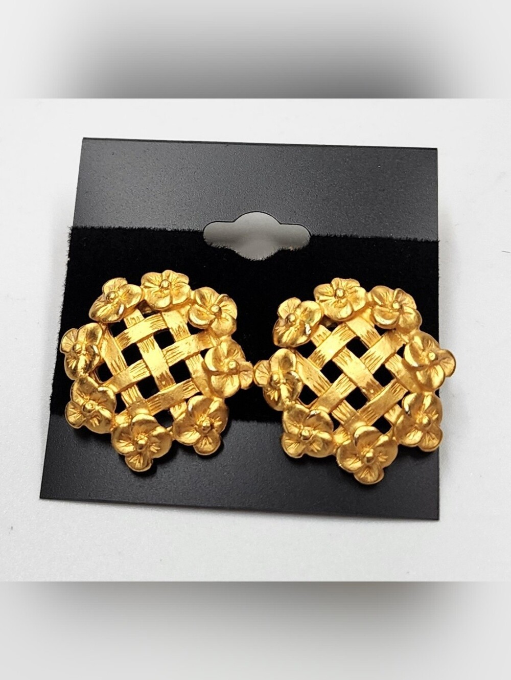 Anne Klein Gold Tone Floral Basket Weave Earring's Post Pierced